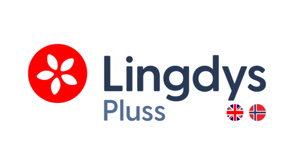 Lindys Pluss logo (Norsk og Engelsk)